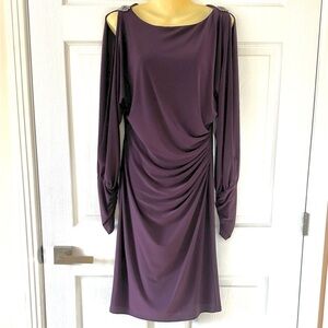 New LAUREN Ralph Lauren Evening Dress Split Sleeves Purple Size 10